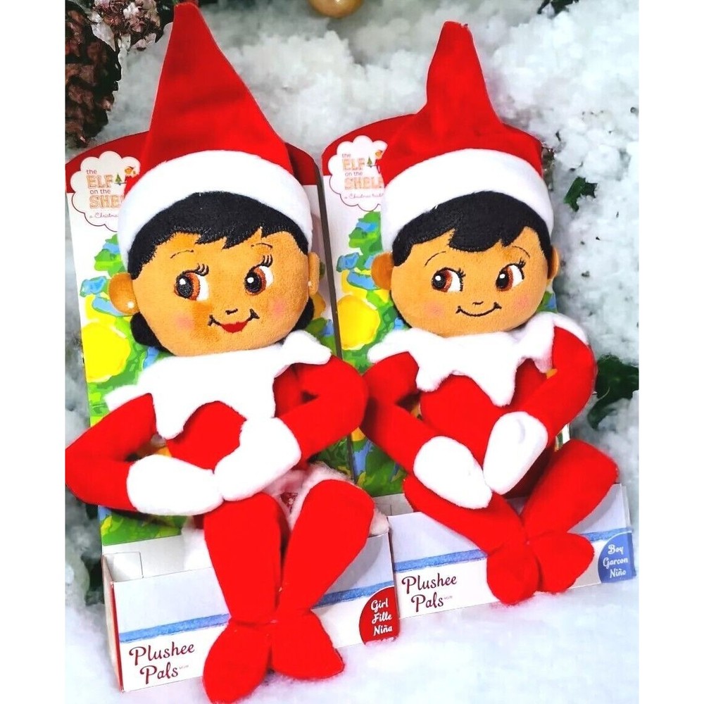 New Elfs on the Shelf Pals 12ish" Girl & Boy Brown Eyes Stuffed Plushies Plush